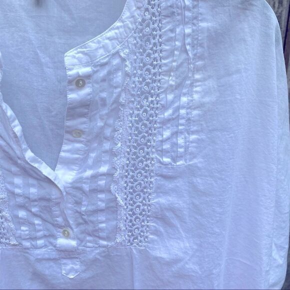 Victoria’s Secret White Lace Embroidered Blouse Sz Small Petite - Picture 6 of 8